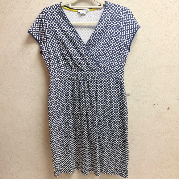 Boden Dresses & Skirts - Boden 8P Women Dark Navy Blue White Geometric Preppy Soft Jersey Nautical Dress